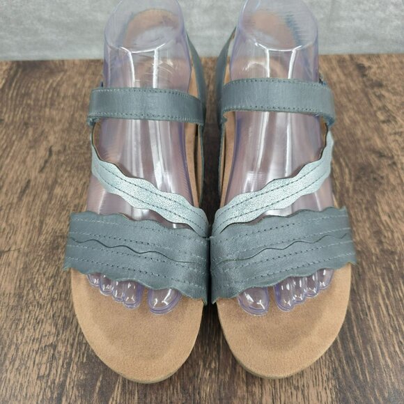 Earth Origins Pico Poppy Sandals 9 W Admiral Blue Multi Leather Metallic Strappy - Picture 5 of 13